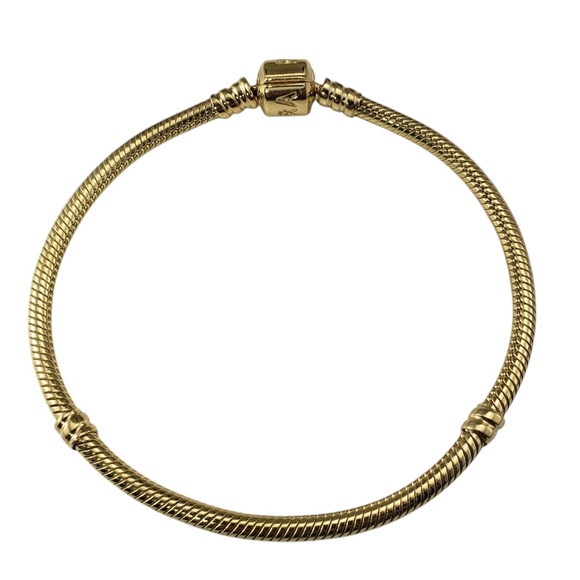 Pandora 14K Yellow Gold Snake Chain Charm Bracelet #20767 - Picture 1 of 8
